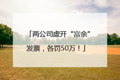 两公司虚开“富余”发票，各罚50万！